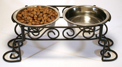 Spot Mediterranean Double Diner Dog Bowl Silver, 1ea/1 qt