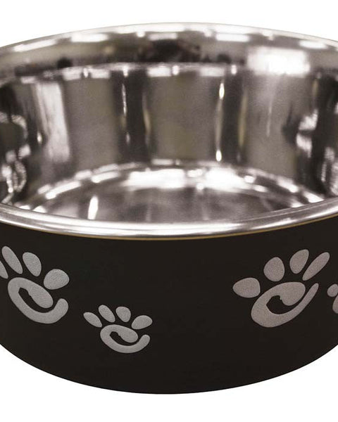 Spot Barcelona Stainless Steel Paw Print Dog Bowl Licorice, 1ea/32 oz