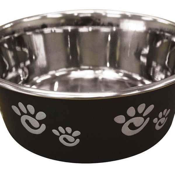 Spot Barcelona Stainless Steel Paw Print Dog Bowl Licorice, 1ea/32 oz
