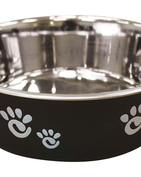 Spot Barcelona Stainless Steel Paw Print Dog Bowl Licorice, 1ea/64 oz