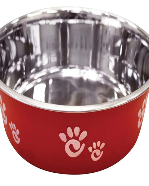 Spot Barcelona Stainless Steel Paw Print Dog Bowl Raspberry, 1ea/64 oz