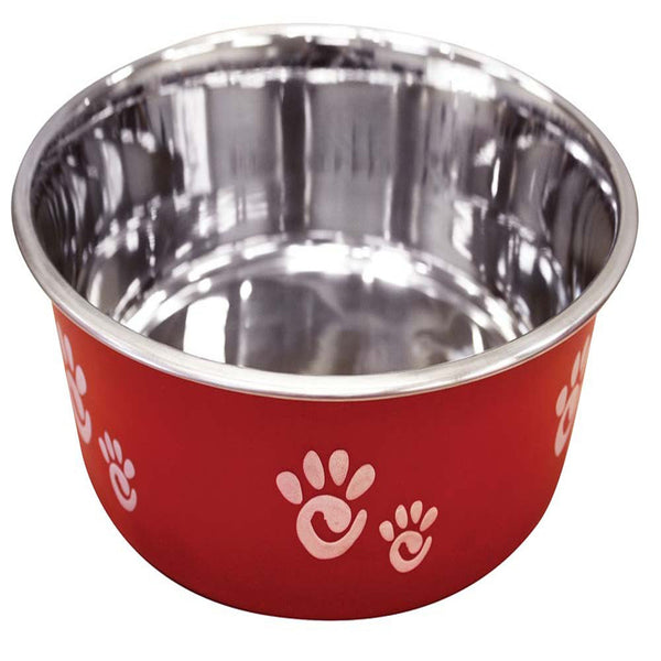 Spot Barcelona Stainless Steel Paw Print Dog Bowl Raspberry, 1ea/64 oz