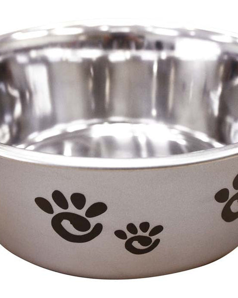 Spot Barcelona Stainless Steel Paw Print Dog Bowl Silver, 1ea/32 oz