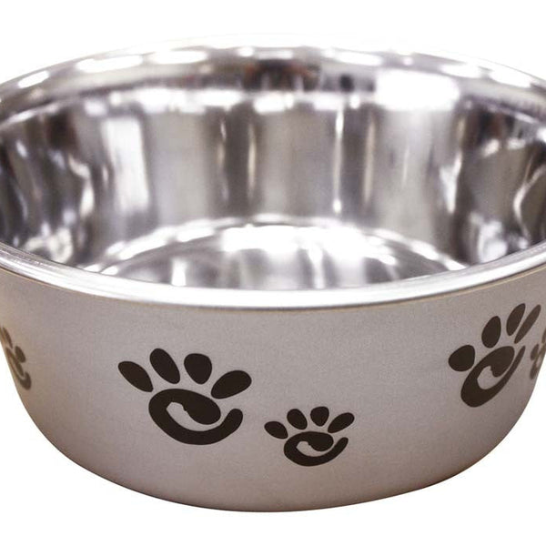 Spot Barcelona Stainless Steel Paw Print Dog Bowl Silver, 1ea/32 oz