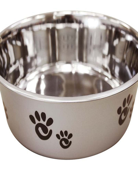 Spot Barcelona Stainless Steel Paw Print Dog Bowl Silver, 1ea/64 oz