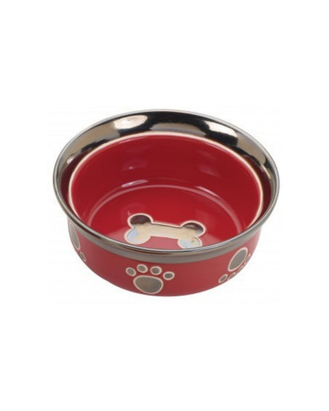 Spot 7" Dog, Red Ritz Copper Rim Dish