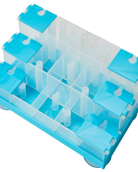 Doc and Phoebe Puzzle Feeder Cat Food and Treat Dispenser Blue 4.25in