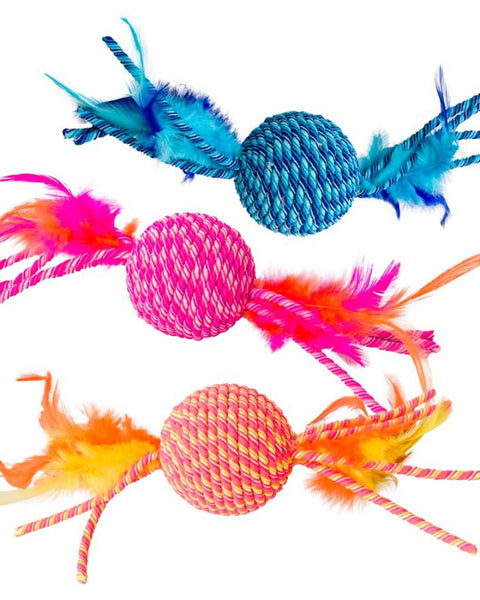 Spot Elasteeez Ball and Feathers Cat Toy Assorted