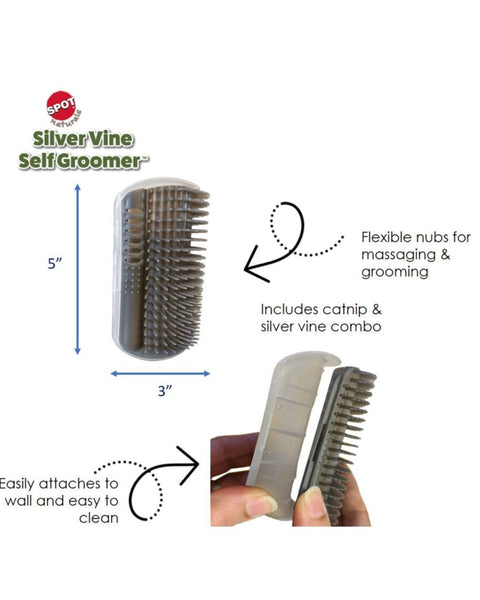 Spot Silver Vine Self Groomer For Cats Grey 5in