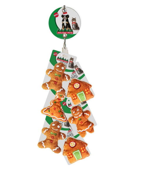 Spot Holiday Gingerbread Cat Toy Clipstrip Assorted, 1ea/4 in