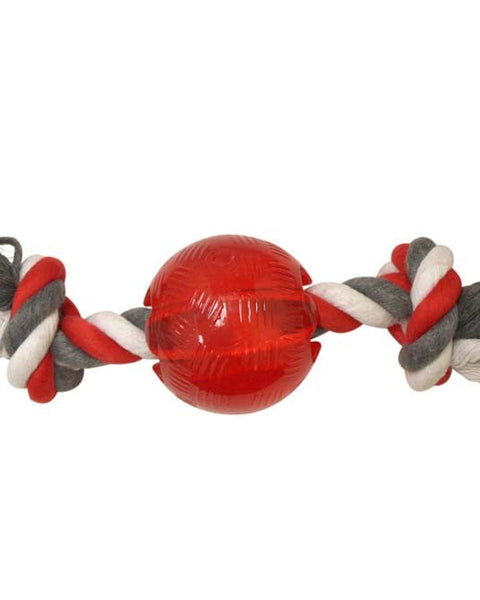 Spot Play Strong Ball with Rope Dog Toy Red 1ea/2.5 in