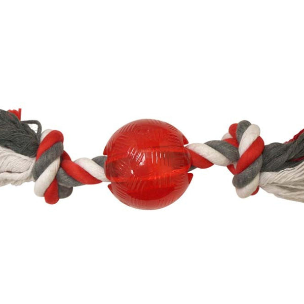 Spot Play Strong Ball with Rope Dog Toy Red 1ea/2.5 in