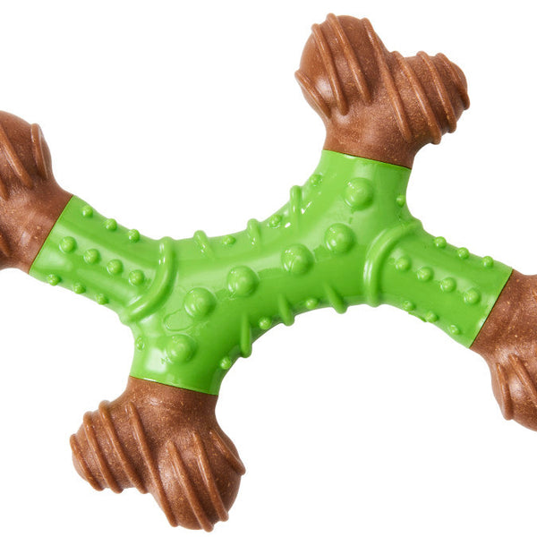 Bam-Bone Dental X-Bone Dog Toy Green/Brown 1ea/6 in