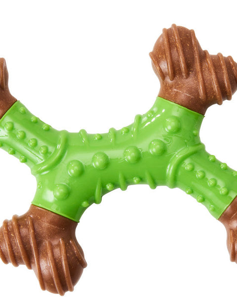 Bam-Bone Dental X-Bone Dog Toy Green/Brown 1ea/8 in
