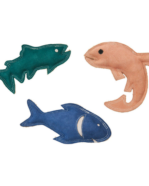 Spot Durafuse Leather Fish Dog Toy Assorted, 1ea/7 in