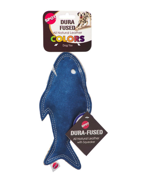 Spot Durafuse Leather Fish Dog Toy Assorted, 1ea/7 in