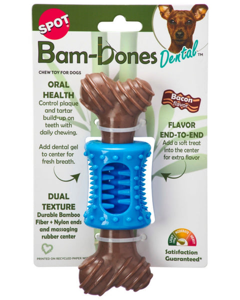 Spot Bambone Plus Dental Chew Dog Toy Bacon, 1ea/6.5 in