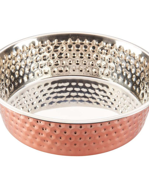 Spot Honeycomb Non Skid Stainless Steel Dog Bowl Hammered Exterior, Copper, 1ea/2 qt