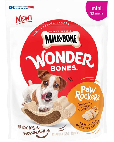 Milk-Bone Wonder Bones Paw Rockers Dog Treats Chicken 1ea/18.8 oz, 12 ct, Mini