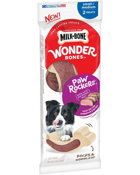 Milk-Bone Wonder Bones Paw Rockers Dog Treats Beef 1ea/6.2 oz, 2 ct, SM/MD