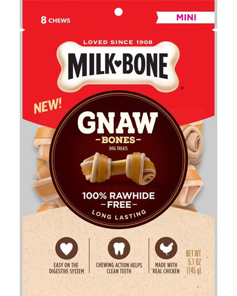 Milk-Bone Gnaw Bones Knotted Bones Dog Treats Chicken 1ea/5.1 oz, 8 ct, Mini