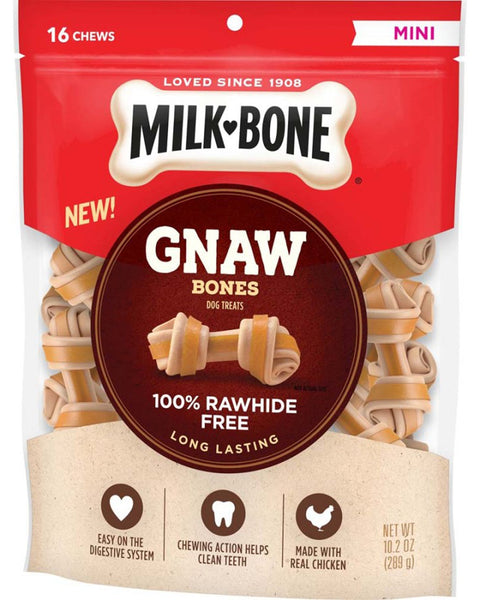 Milk-Bone Gnaw Bones Knotted Bones Dog Treats Chicken 1ea/10.2 oz, 16 ct, Mini