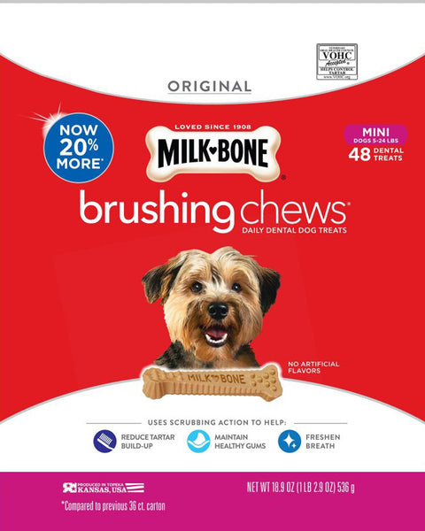 Milk-Bone Brushing Chews Dog Treat Original 1ea/XS, 5-24 lb, 48 ct