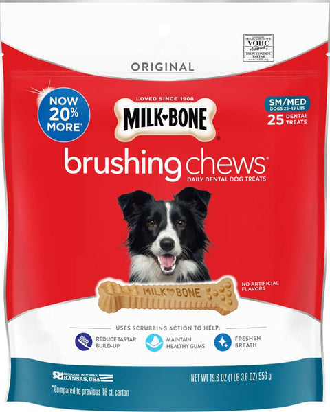 Milk-Bone Brushing Chews Dog Treat Original 1ea/SM/MD, 25-49 lb, 25 ct