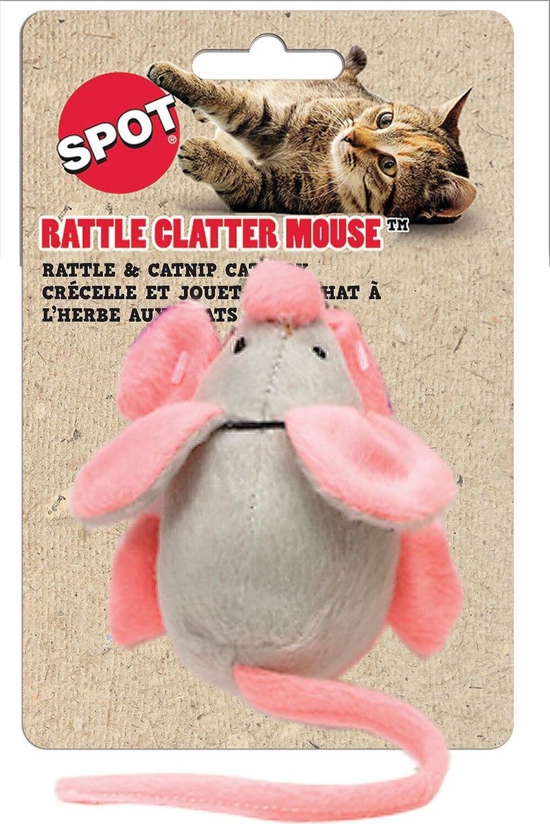 Spot Rattle Clatter Mouse Cat Toy with Catnip Assorted 9 in Large