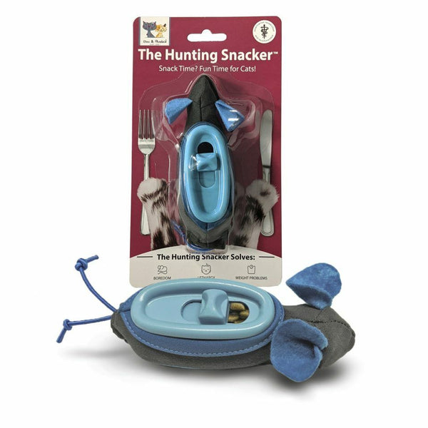 Doc and Phoebe The Hunting Snacker Cat Feeder Black-Blue 3.5in