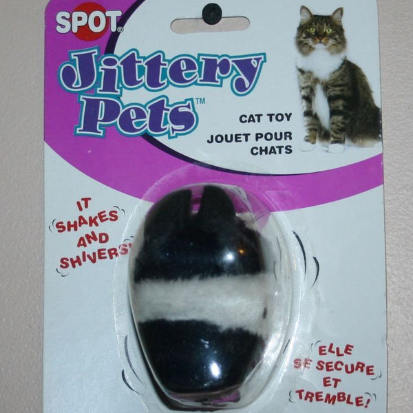 Spot Jittery Mouse Plush Cat Toy Gray; White 3 in