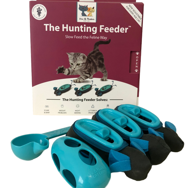 Doc & Phoebe Indoor Hunting Cat Feeder Blue, Gray 1ea/3 pk