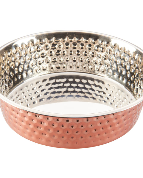 Spot Honeycomb Non Skid Stainless Steel Dog Bowl Hammered Exterior, Copper, 1ea/1 qt