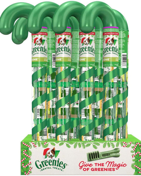 Greenies Holiday Limited Edition Packaging Dog Dental Treat Candy Cane Tube Teenie 12ea/2.24 oz, 8 ct
