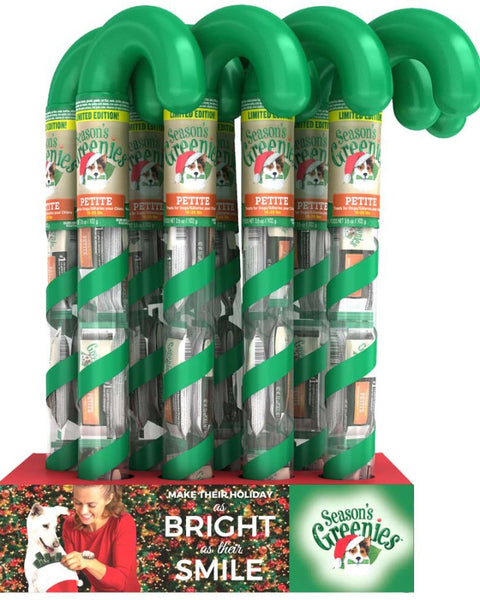 Greenies Holiday Limited Edition Packaging Dog Dental Treat Candy Cane Tube Petite 12ea/3.6 oz, 6 ct