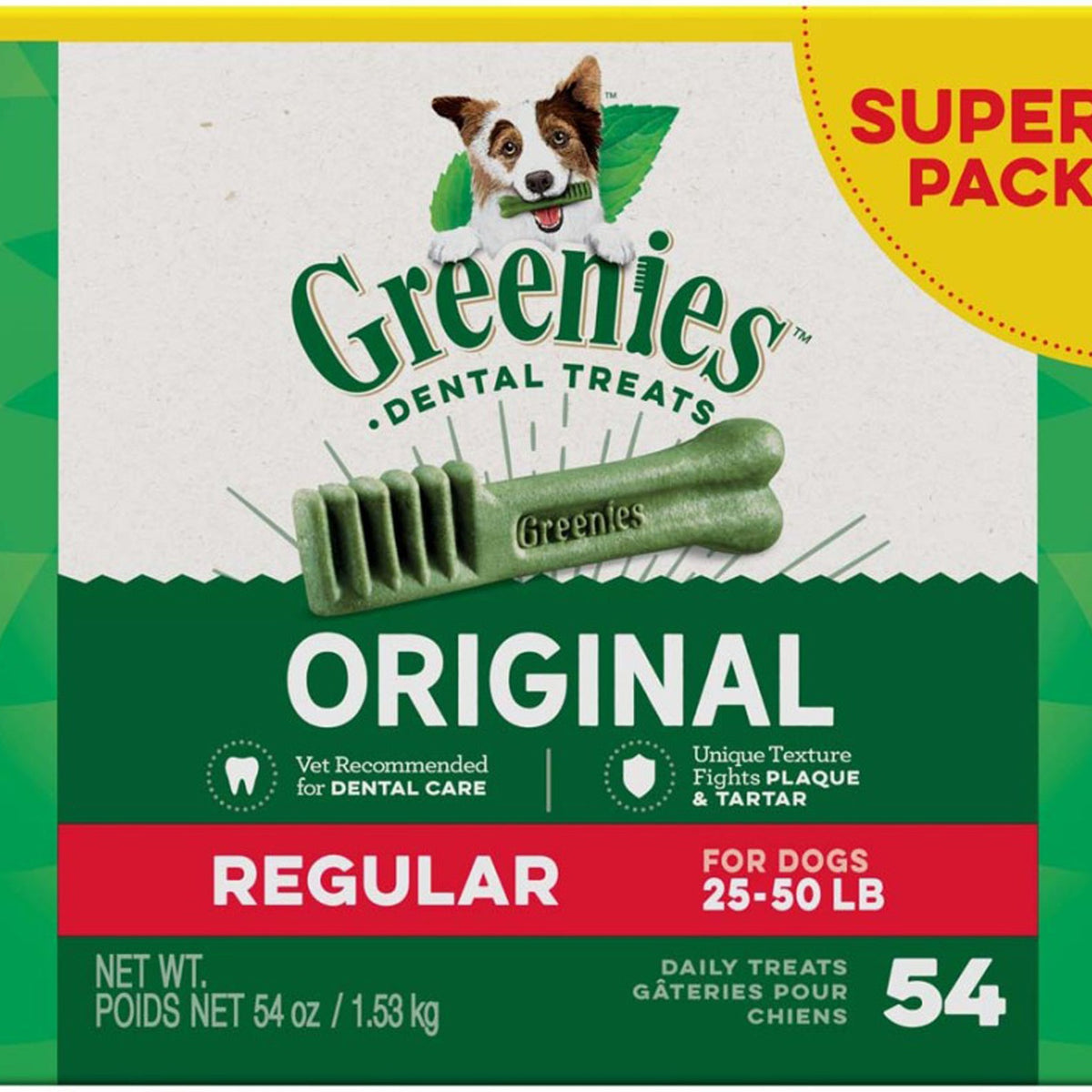 Greenies Dog Dental Treats Regular Original 1ea/54 oz, 54 ct