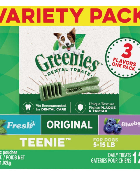 Greenies 3-Flavor Variety Pack Dog Dental Treat Teenie 1ea/36 oz, 129 ct