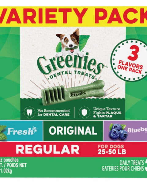 Greenies 3-Flavor Variety Pack Dog Dental Treat Regular 1ea/36 oz, 36 ct