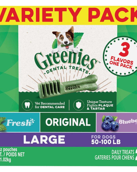 Greenies 3-Flavor Variety Pack Dog Dental Treat Large 1ea/36 oz, 24 ct
