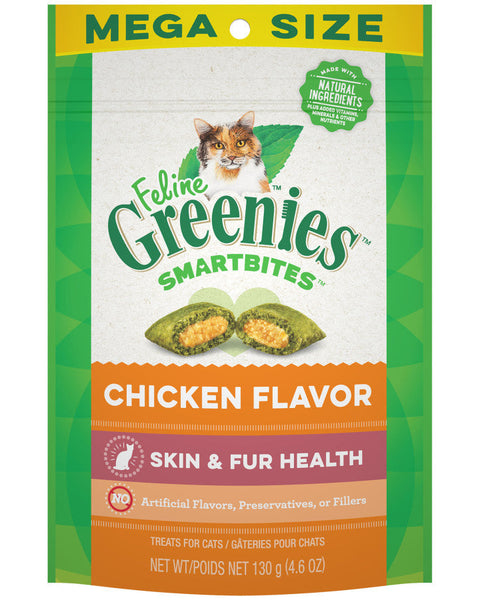 Greenies Feline SmartBites Skin & Fur Crunchy & Soft Adult Cat Treats Chicken 1ea/4.6 oz