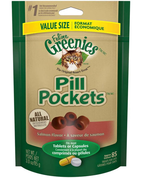 Greenies Feline Pill Pockets Cat Treats Salmon 1ea/3 oz, 85 ct