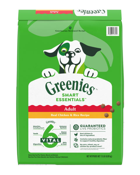 Greenies Smart Essentials Adult Dry Dog Food Chicken & Rice, 1ea/15 lb