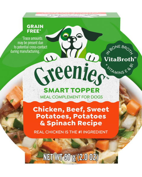 Greenies Smart Topper Grain-Free Meal Compliment for Dogs Chicken, Beef, Sweet Potato & Spinach, 10ea/2oz. (Case of 10)