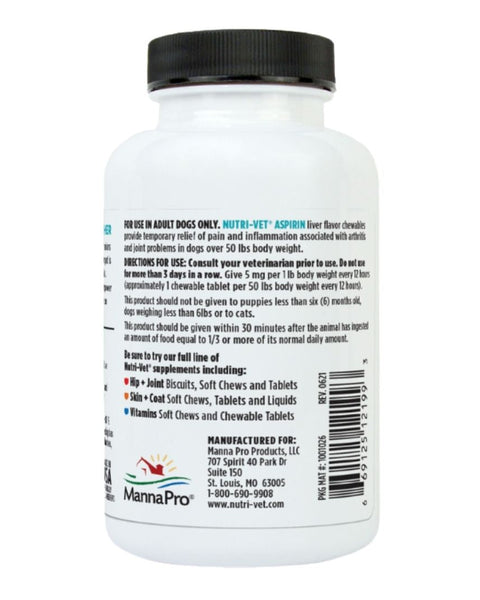 Nutri-Vet K9 Aspirin Liver Chewables Medium/Large Dog 1ea/75 ct