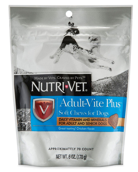 Nutri-Vet Adult-Vite Plus Soft Chew Vitamins for Adult & Senior Dogs Chicken 6oz 1ea/6 oz, 70 ct