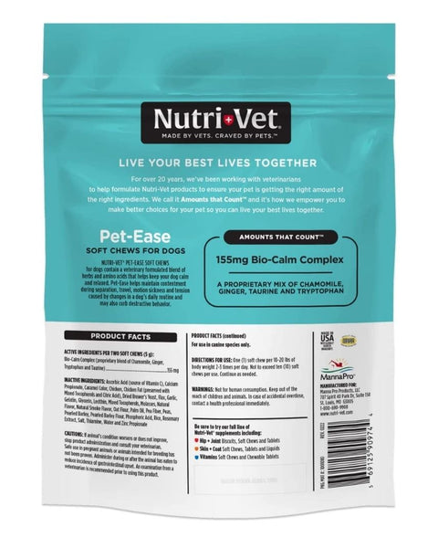 Nutri-Vet Pet-Ease soft Chews for Dogs 1ea/170 g