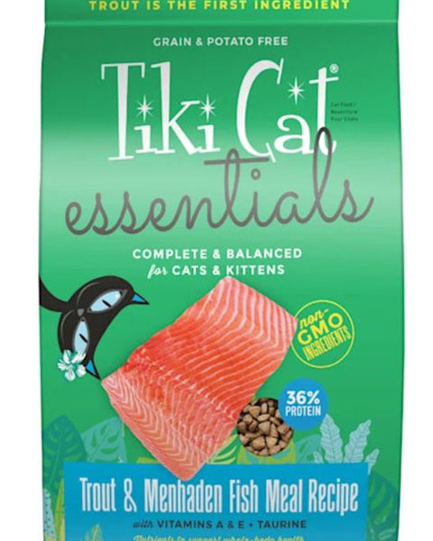 Tiki Pet Cat Essential Grain Free Trout Menhaden Fish 12Lb