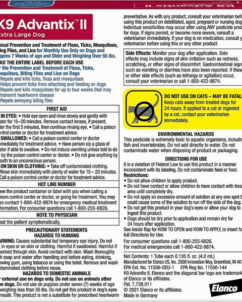 Advantage Ii Single Dose Xlarge Dog Blue