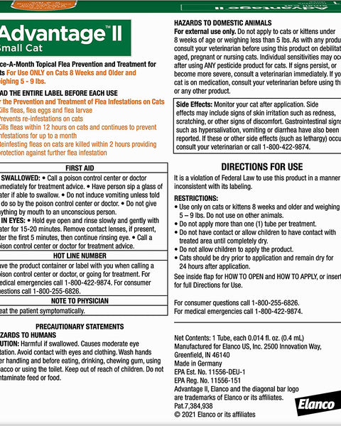 Advantage II Small Cat Single Dose Orange