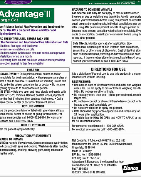 Advantage II Large Cat Single Dose Purple